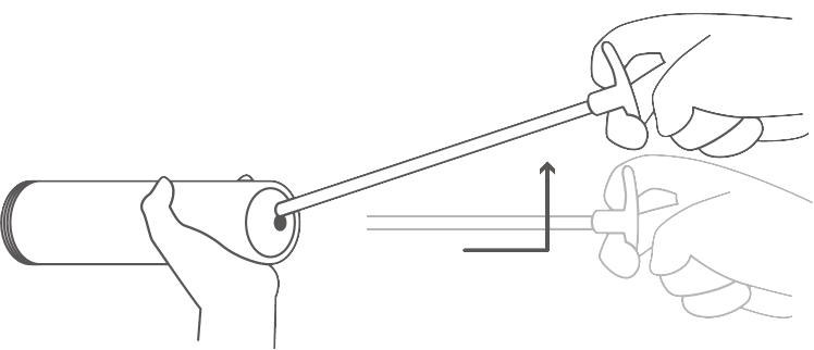 Push-Lock Style: Pull the rod handle through the housing and pull into the slotted end cap.