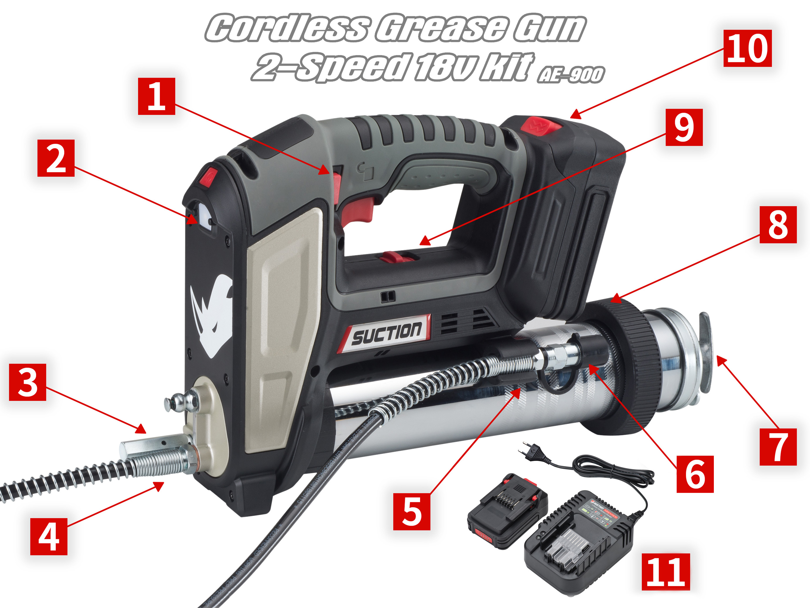 Cordless Grease Gun 2-Speed 18V Kit AE-900